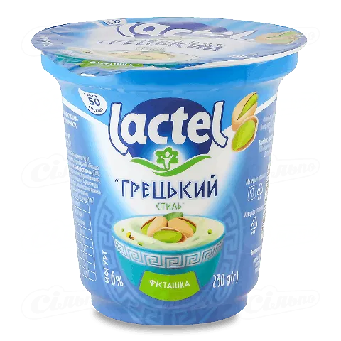 Йогурт Lactel Грецький стиль Фісташка 6% ст, 230г