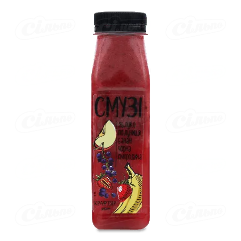 Смузі «Крафтяр» з яблучним соком, полуницею, бананом, чорною смородиною, 250мл