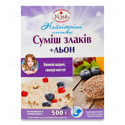 Пластівці Козуб продукт сум злаків найніжніші льон, 500г