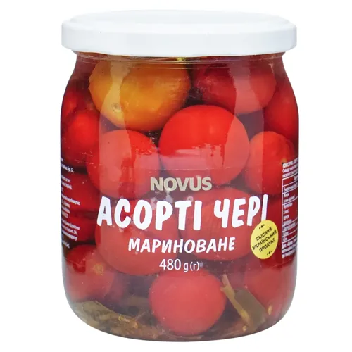 Помідори Чері асорті Novus мариновані 480г