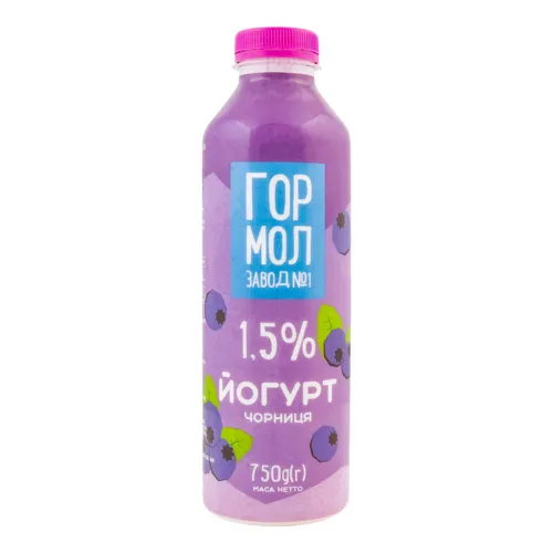 Йогурт 1.5% Черника Гормолзавод №1 п/бут 750г
