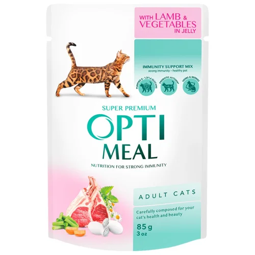 Корм вологий Optimeal з ягням та овочами для котів 85г