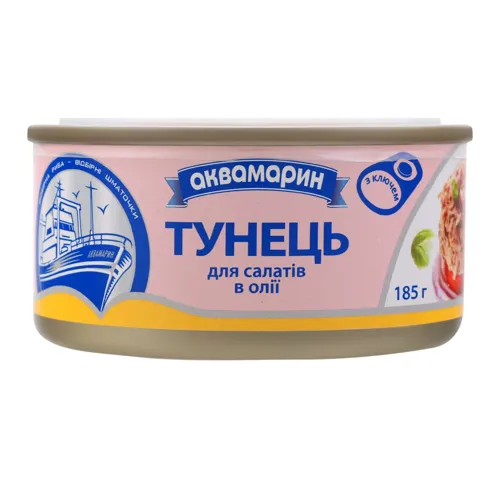 Тунець для салатів в олії «Аквамарин», 185г