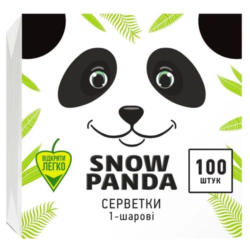 Серветки Сніжна Панда одношарові 33x33см 100шт