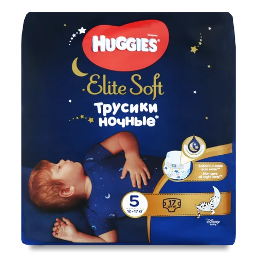 Дитячі Нічні Трусики-Підгузники Elite Soft Huggies 12-17кг, 17шт