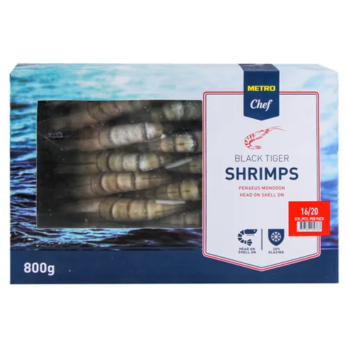 Креветки Metro Chef тигрові швидко заморожені 16/20шт 800г