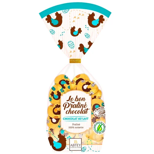 Яйця шоколадні Abtey з молочного шоколаду з начинкою праліне 260г