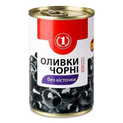 Оливки Чорні Без Кісточки, В/ґ, Ж/Б 300г