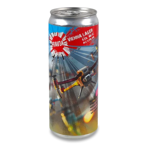 Пиво Світле Нефільтроване Непастеризоване Vienna Lager Pravda, Залізна банка 0.33л 5.4%