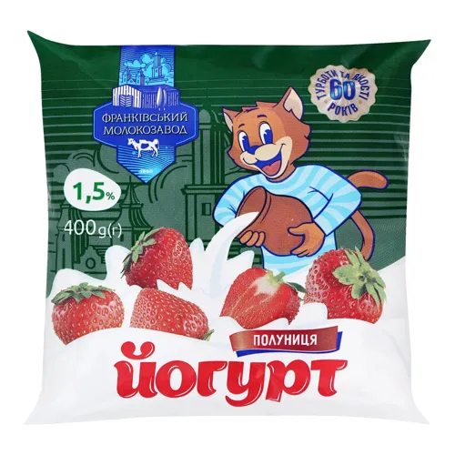 Йогурт 1.5% Полуниця Франківський молокозавод м/у 400г