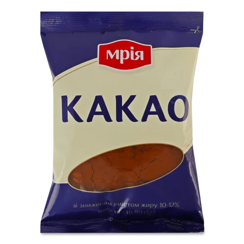 Какао-порошок 10-12% Вищого Ґатунку, зі зниженим вмістом жиру, м/у 80 г