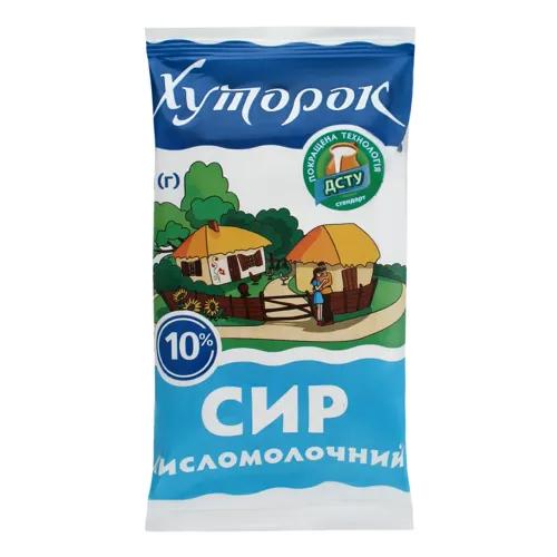 Сир кисломолочний 10% Хуторок м/у 200г