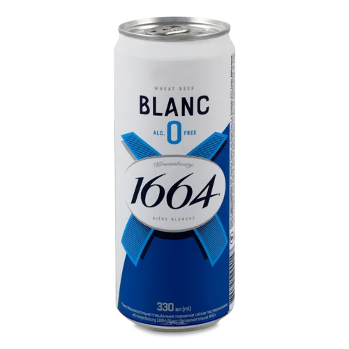 Пиво Спеціальне Світле Пшеничне Безалкогольне Пастеризоване Blanc Kronenbourg 1664, з/б, 330мл