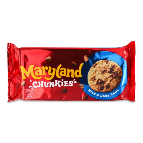Печиво MaryLand Вищого Ґатунку З Шматочками Молочного Та Чорного Шоколаду, 200г