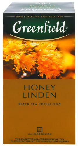 Чай чорний байховий дрібний з рослинними компонентами та ароматом меду Honey Linden Greenfield