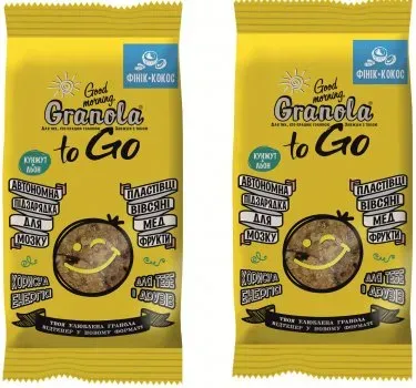 Сухий запечений сніданок Good morning, Гранола Фінік+Кокос 80г х 2 шт