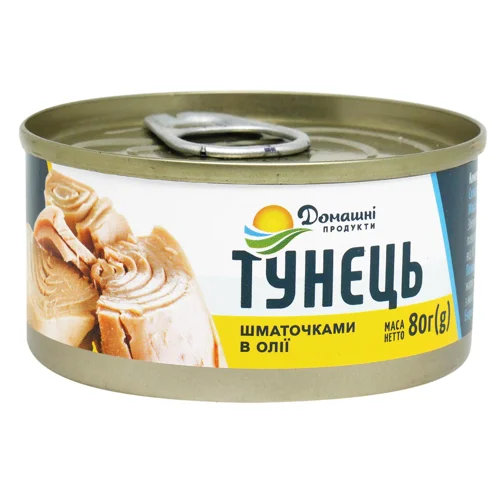 Тунець Домашні Продукти шматочками в олії 80г