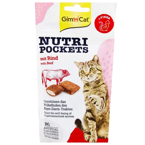 Ласощі для котів GimCat Nutri Pockets з яловичиною та солодом 60г