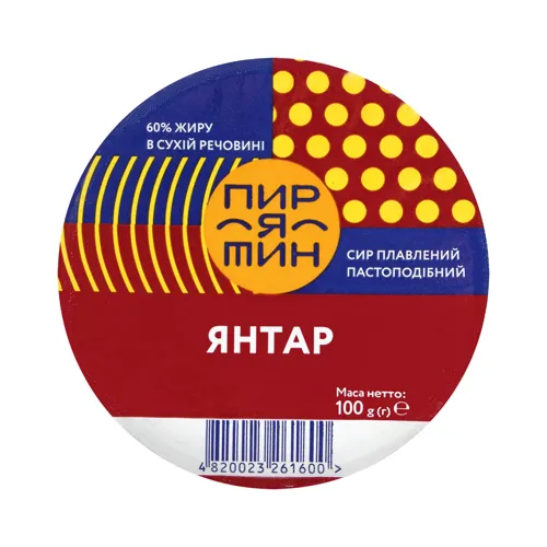Сир плавлений 60% Янтар Пирятин п/у 100г