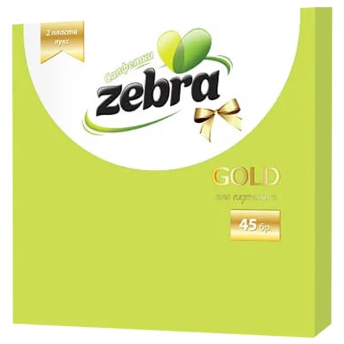 Серветки зелені Zebra gold двошарові 45шт