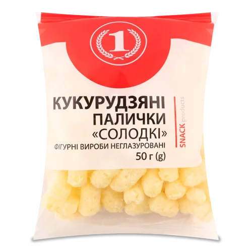Палички Кукурудзяні Неглазуровані, ТМ '1', в/ґ, 50г