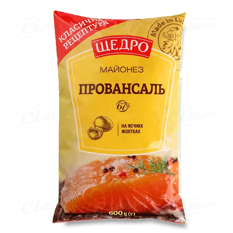 Майонез Щедро Провансаль 67% ф/п, 600г