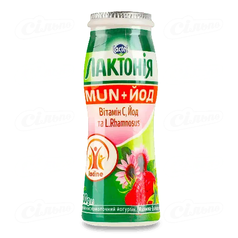 Напій кисломолочний «Лактонія Імун+йод» з малиною та ехінацеєю 1,5%, 100г