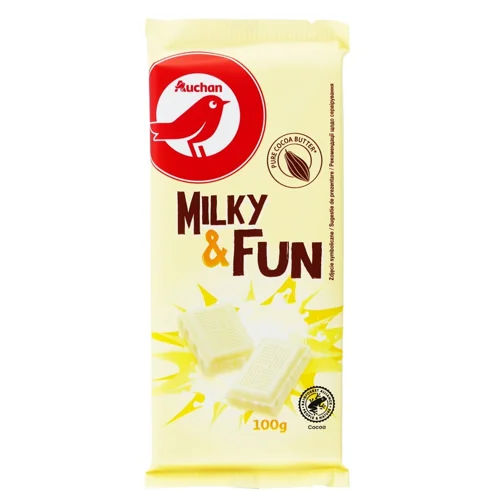 Шоколад білий Auchan Milky & Fun 100г
