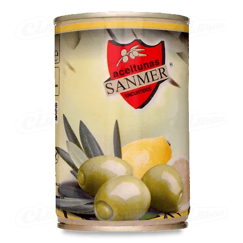 Оливки Sanmer зелені начинені пастою з лимона, 314мл