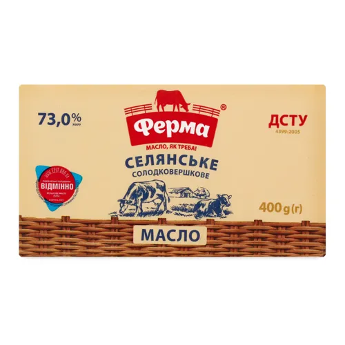 Масло 73% солодковершкове Селянське Українське м/у 400г
