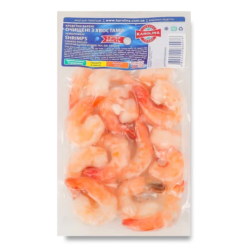 Креветки Варені Очищені Karolina, В/У, 200г