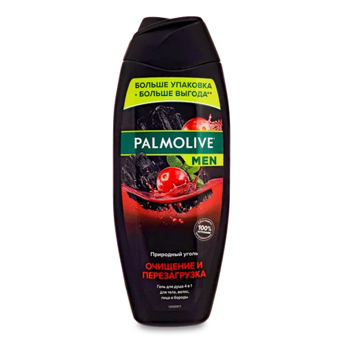 Гель для Душу 4в1 Очищення та Перезавантаження Men Palmolive, Пластикова Пляшка 500мл