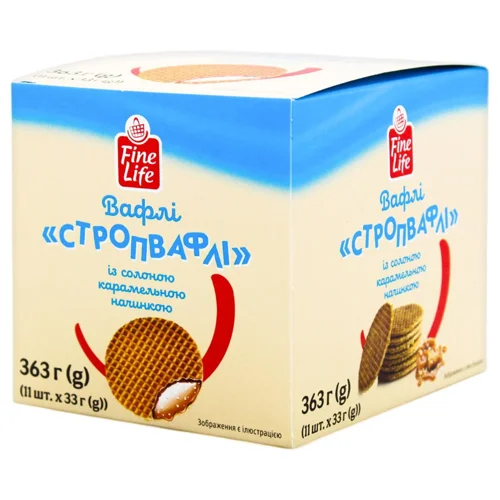 Вафлі Fine Life Стропвафлі із солоною карамельною начинкою 363г