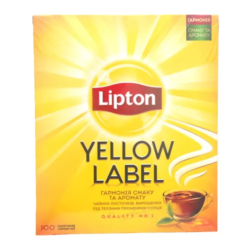 Чай чорний байховий Lipton Yellow Label 100 пакетиків по 2 г