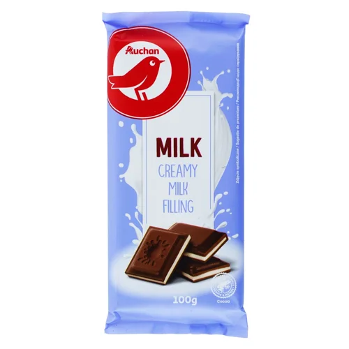 Шоколад молочний Auchan з молочним кремом 100г
