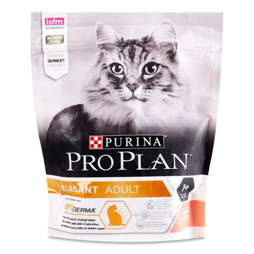 Корм сухий для дорослих котів з чутливою шкірою з лососем Elegant Pro Plan, в/ґ, 400г