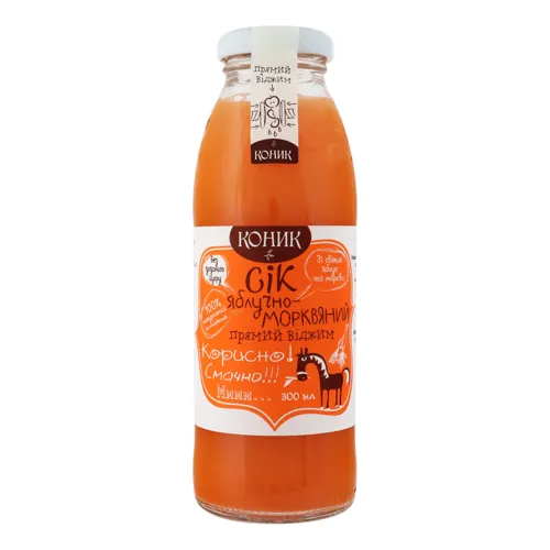 Сік неосвітлений пастеризований яблучно-морквяний Коник с/пл 300мл