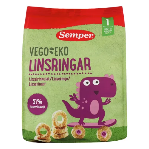 SEMPER Vego&Eko колечка з чечевиці 50г 12+