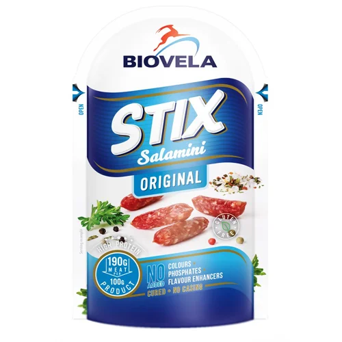 Ковбаски Biovela Саляміні Original сиров'ялені 80г
