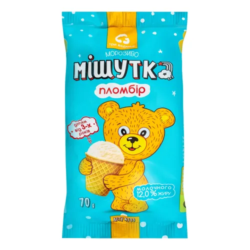Морозиво 12% пломбір Мішутка Три Ведмеді м/у 70г