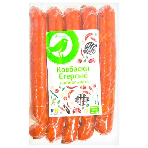 Ковбаски Auchan Єгерські напівкопчені перший сорт 240г