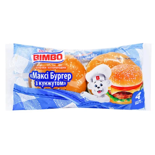 Булочка Bimbo Максі бургер з кунжутом бутербродна 328г