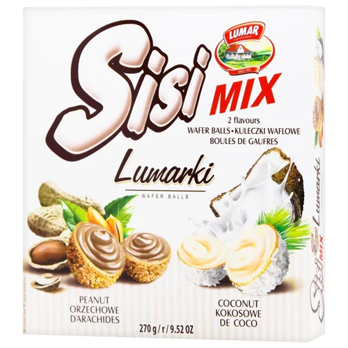 Цукерки Sisi кокосові та арахісові вафельні кульки 270г