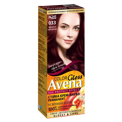 Крем-фарба для волосся стійка AVENA Gloss Color 033 Махагон