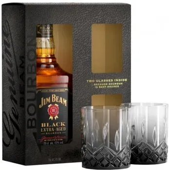 Віскі Jim Beam Black Extra Aged 0.7л 43% + 2 стакана