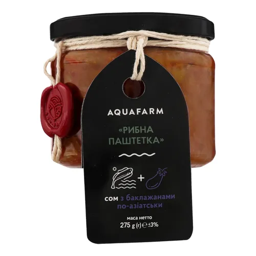 Сом з баклажанами по-азіатськи Рибна паштетка Aquafarm с/б 275г