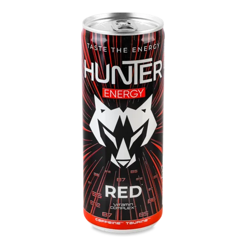 Енергетичний Напій Безалкогольний Газований Red Hunter, з/б 250мл