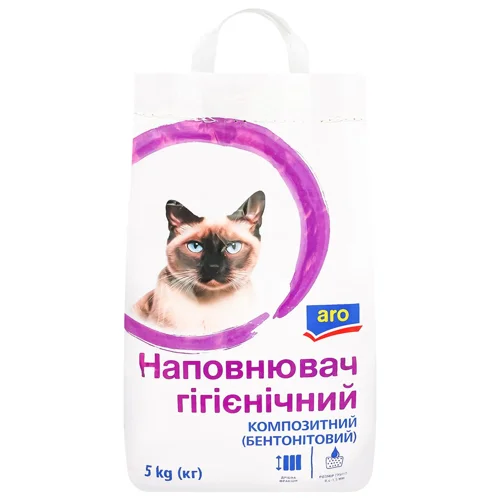 Наповнювач гігієнічний Aro для котів бентонітовий дрібний 5кг