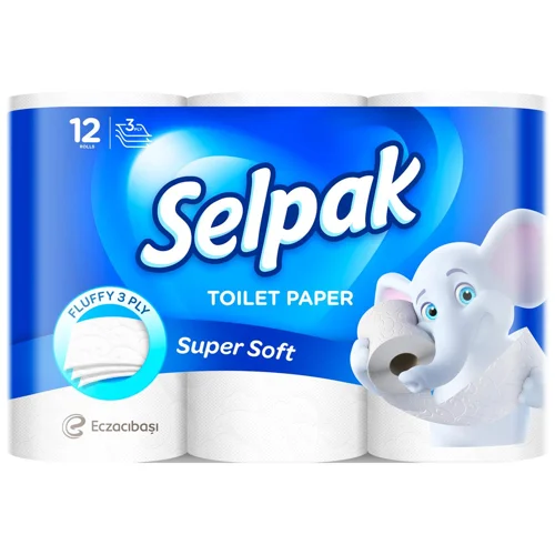 Туалетний папір Selpak Super Soft 3-шаровий білий 12шт