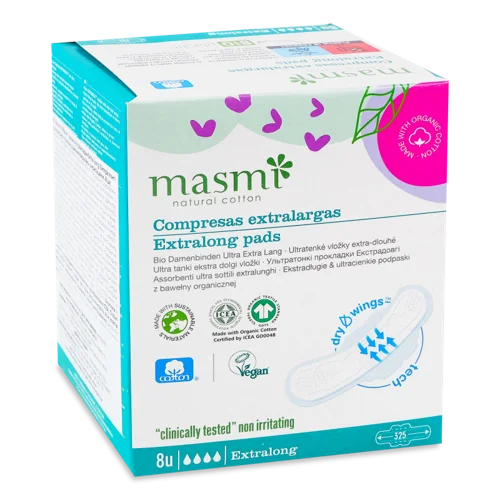 Гігієнічні Прокладки Ультратонкі з Крильцями Extra Long Masmi, 8шт
